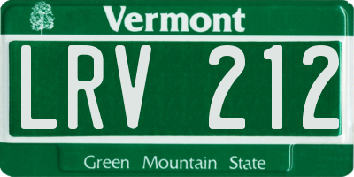 VT license plate LRV212
