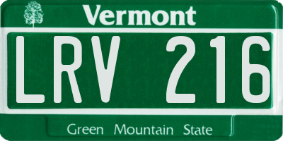 VT license plate LRV216