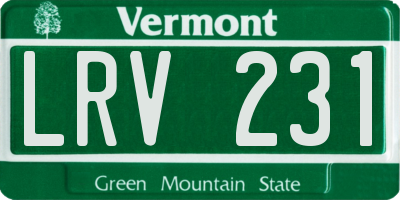 VT license plate LRV231