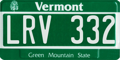 VT license plate LRV332