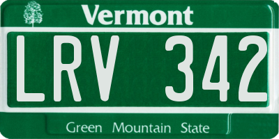 VT license plate LRV342
