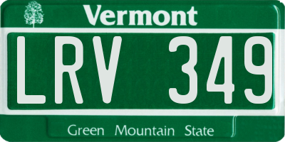 VT license plate LRV349