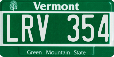 VT license plate LRV354
