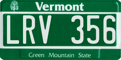 VT license plate LRV356