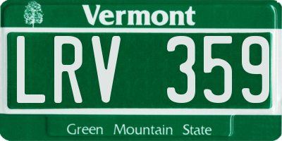 VT license plate LRV359