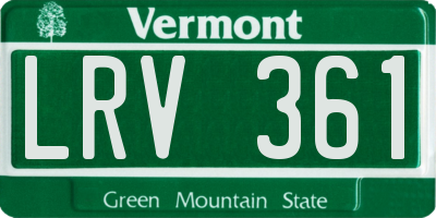 VT license plate LRV361