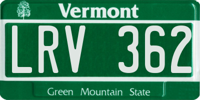 VT license plate LRV362