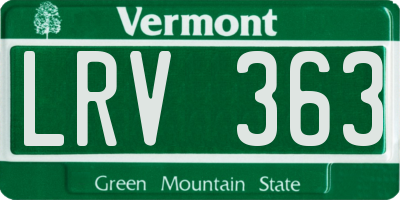 VT license plate LRV363