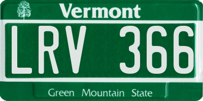 VT license plate LRV366
