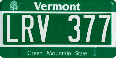 VT license plate LRV377