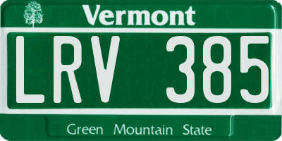 VT license plate LRV385
