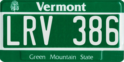 VT license plate LRV386