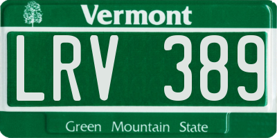 VT license plate LRV389