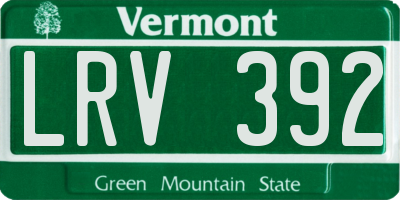 VT license plate LRV392