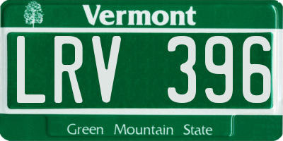 VT license plate LRV396