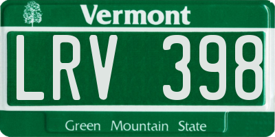 VT license plate LRV398