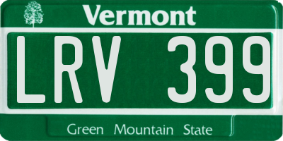 VT license plate LRV399
