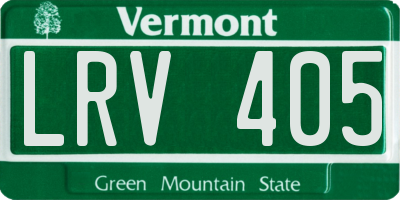 VT license plate LRV405