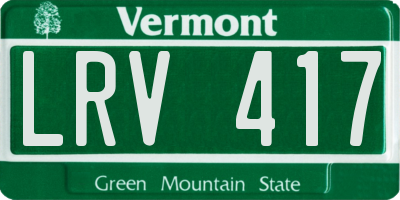 VT license plate LRV417