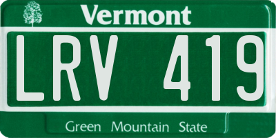 VT license plate LRV419