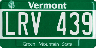 VT license plate LRV439