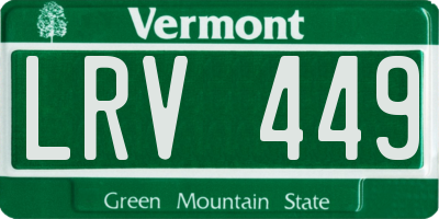 VT license plate LRV449