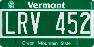 VT license plate LRV452