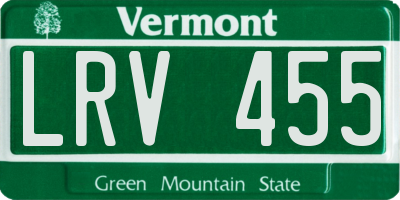 VT license plate LRV455