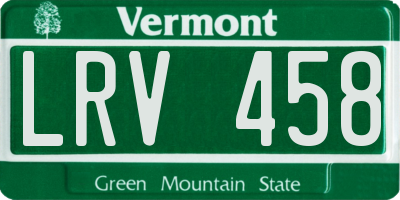 VT license plate LRV458