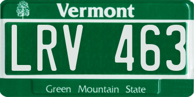VT license plate LRV463