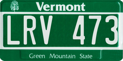 VT license plate LRV473