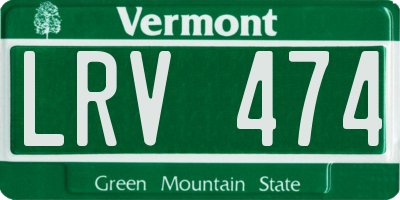 VT license plate LRV474