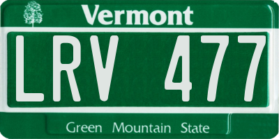 VT license plate LRV477
