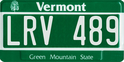 VT license plate LRV489