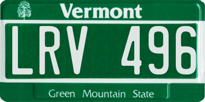 VT license plate LRV496