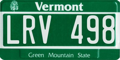 VT license plate LRV498