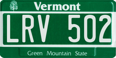 VT license plate LRV502