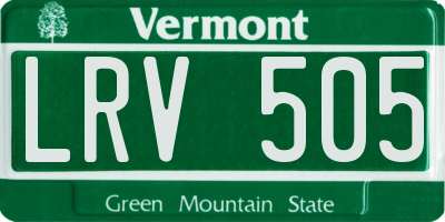 VT license plate LRV505