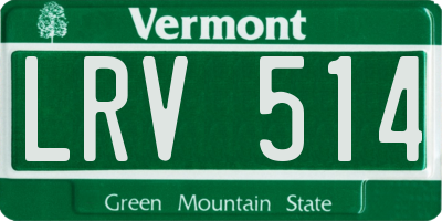 VT license plate LRV514