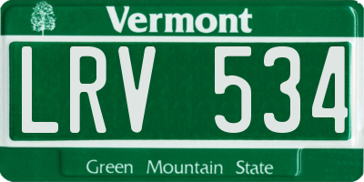 VT license plate LRV534