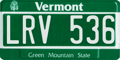VT license plate LRV536
