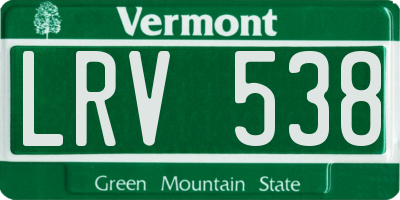 VT license plate LRV538