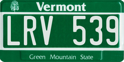 VT license plate LRV539