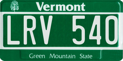VT license plate LRV540