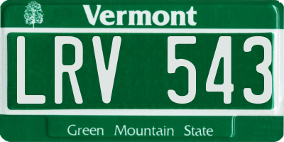 VT license plate LRV543