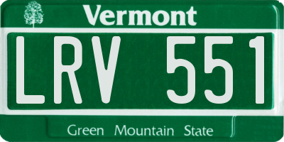 VT license plate LRV551