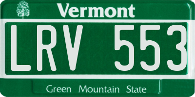 VT license plate LRV553