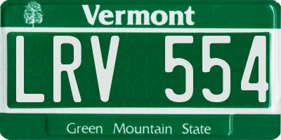 VT license plate LRV554