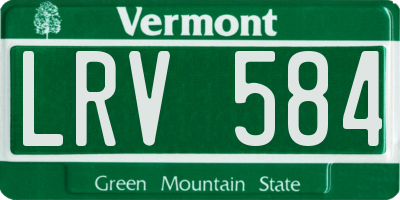 VT license plate LRV584