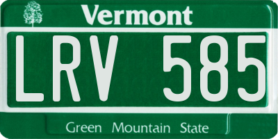 VT license plate LRV585